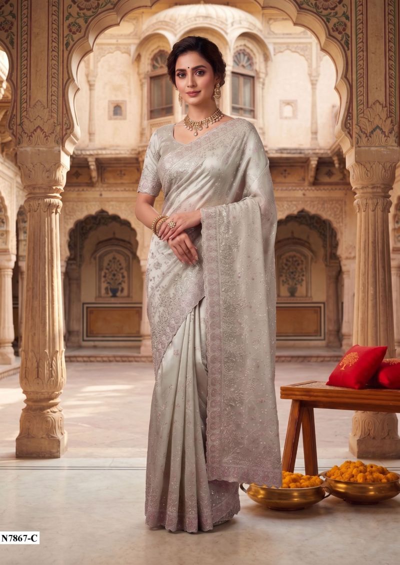 Mahotsav Nimaya Avantika Vol 2 Satin Silk Designer Saree Catalog — Organza Saree, Mahotsav wholesale from Surat — view 7