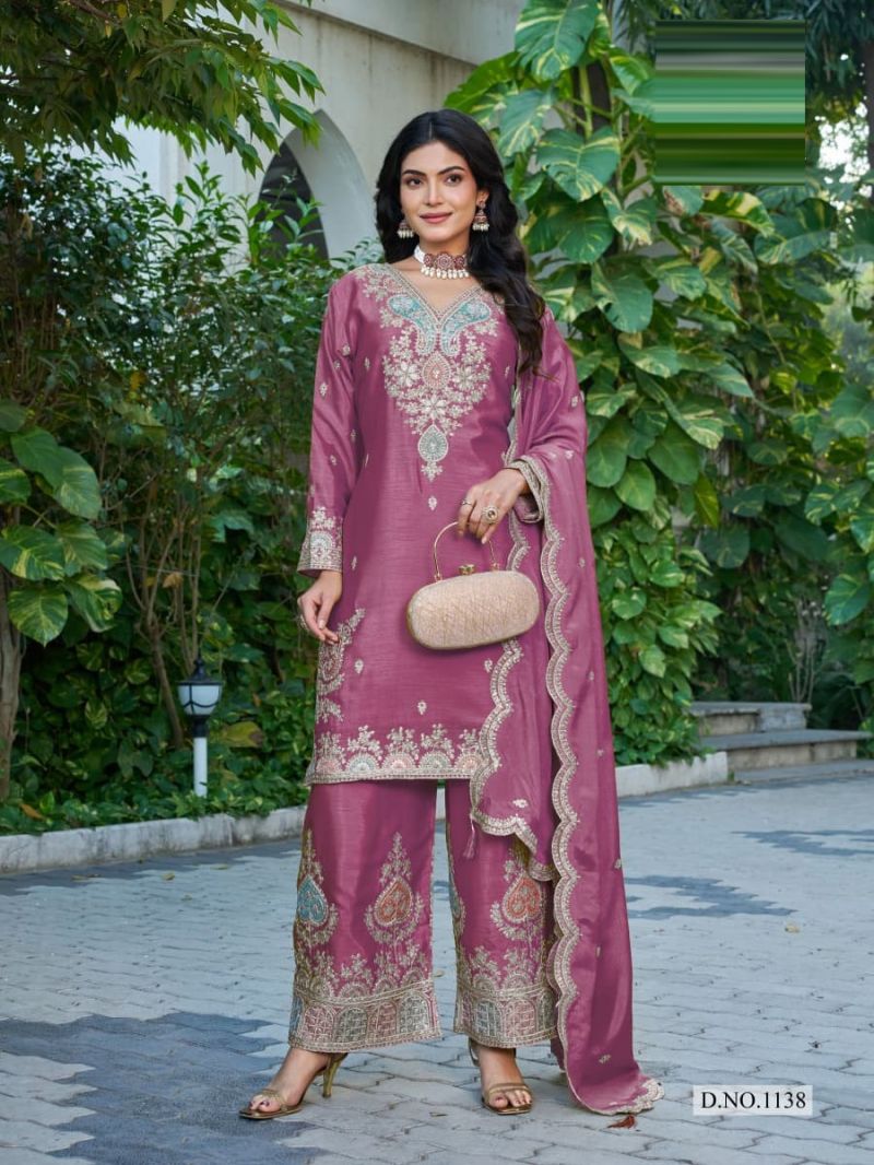Mannat 1135 To 1138 Chinon Embroidered Salwar Kameez — Wholesale Kurtis, Vardan Ethnic wholesale from Surat — view 3