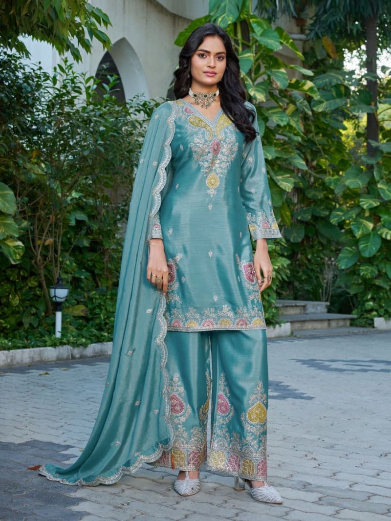 Mannat 1135 To 1138 Chinon Embroidered Salwar Kameez