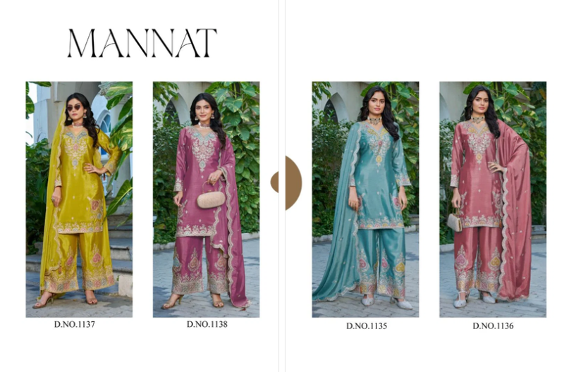 Mannat 1135 To 1138 Chinon Embroidered Salwar Kameez — Wholesale Kurtis, Vardan Ethnic wholesale from Surat — view 5