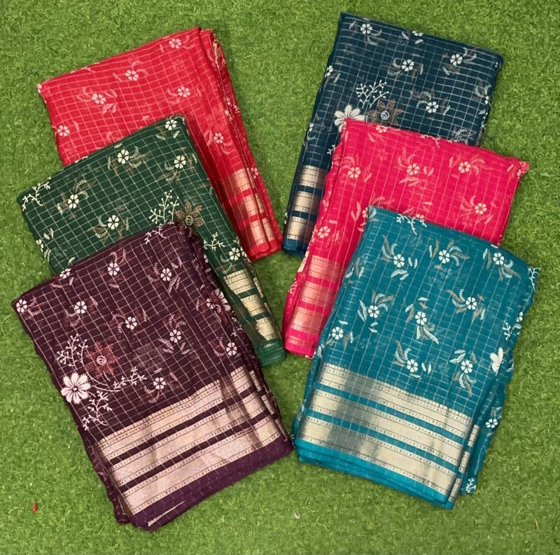 Mayuri Vol 1 Moss Checks Printed Saree Catalog — Organza Saree, Vardan Ethnic wholesale from Surat — Photo 3
