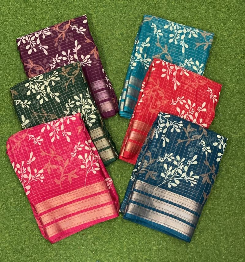 Mayuri Vol 1 Moss Checks Printed Saree Catalog — Organza Saree, Vardan Ethnic wholesale from Surat — Photo 4