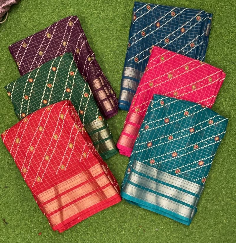 Mayuri Vol 1 Moss Checks Printed Saree Catalog — Organza Saree, Vardan Ethnic wholesale from Surat — Photo 5