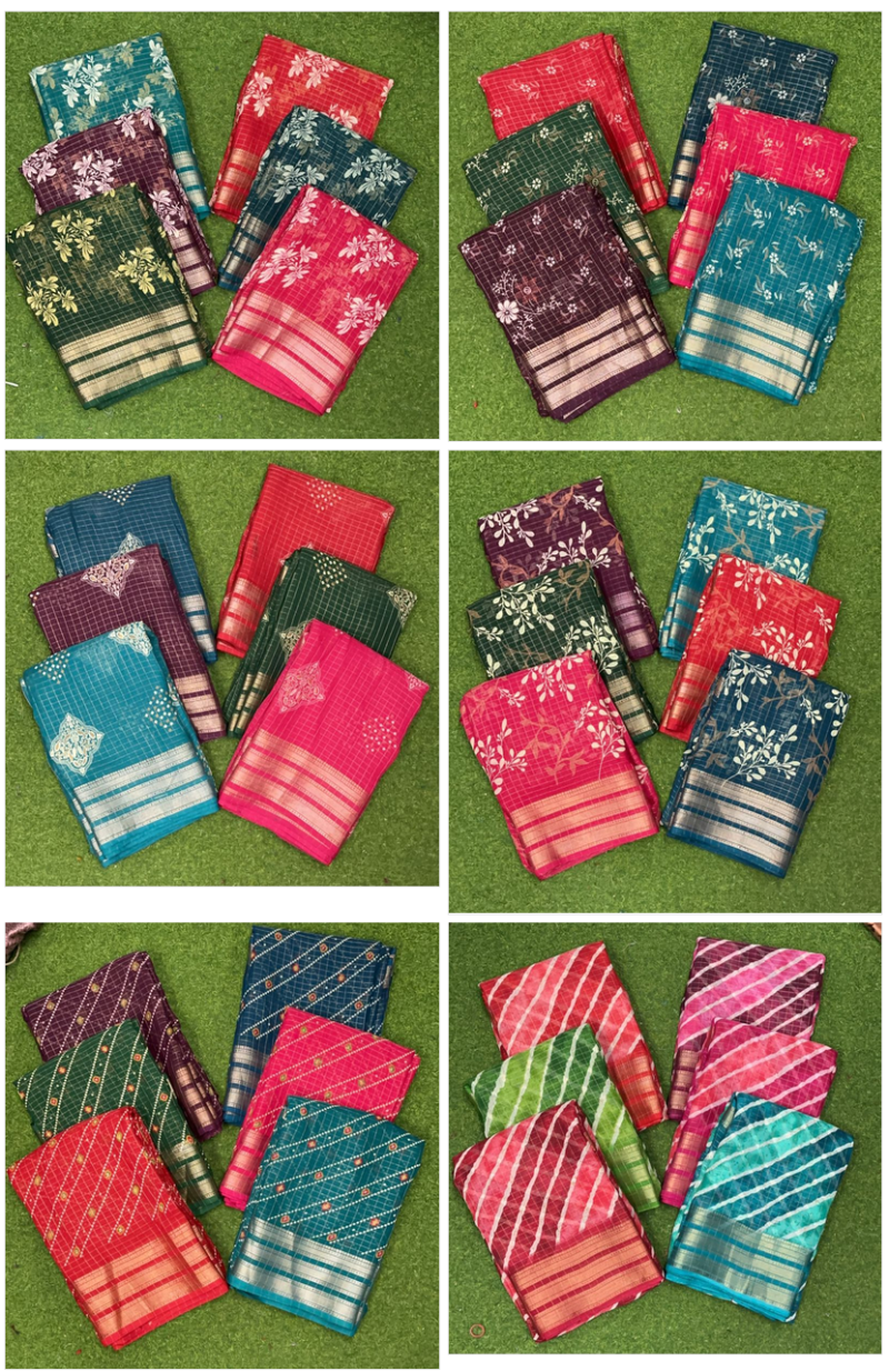 Mayuri Vol 1 Moss Checks Printed Saree Catalog — Organza Saree, Vardan Ethnic wholesale from Surat — Photo 7