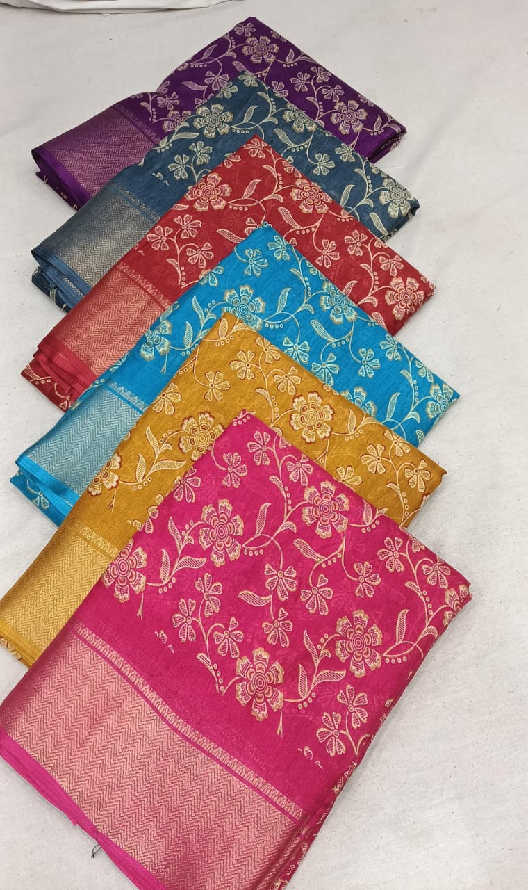 Meenakshi Vol 1 Dola Silk Printed Saree Catalog — Organza Saree, Vardan Ethnic wholesale from Surat — Photo 3