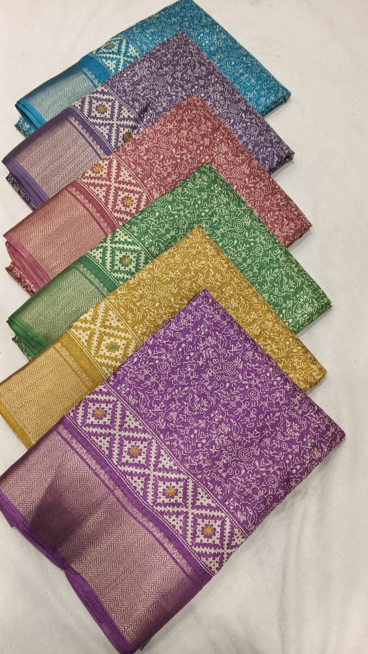 Meenakshi Vol 1 Dola Silk Printed Saree Catalog — Organza Saree, Vardan Ethnic wholesale from Surat — Photo 5