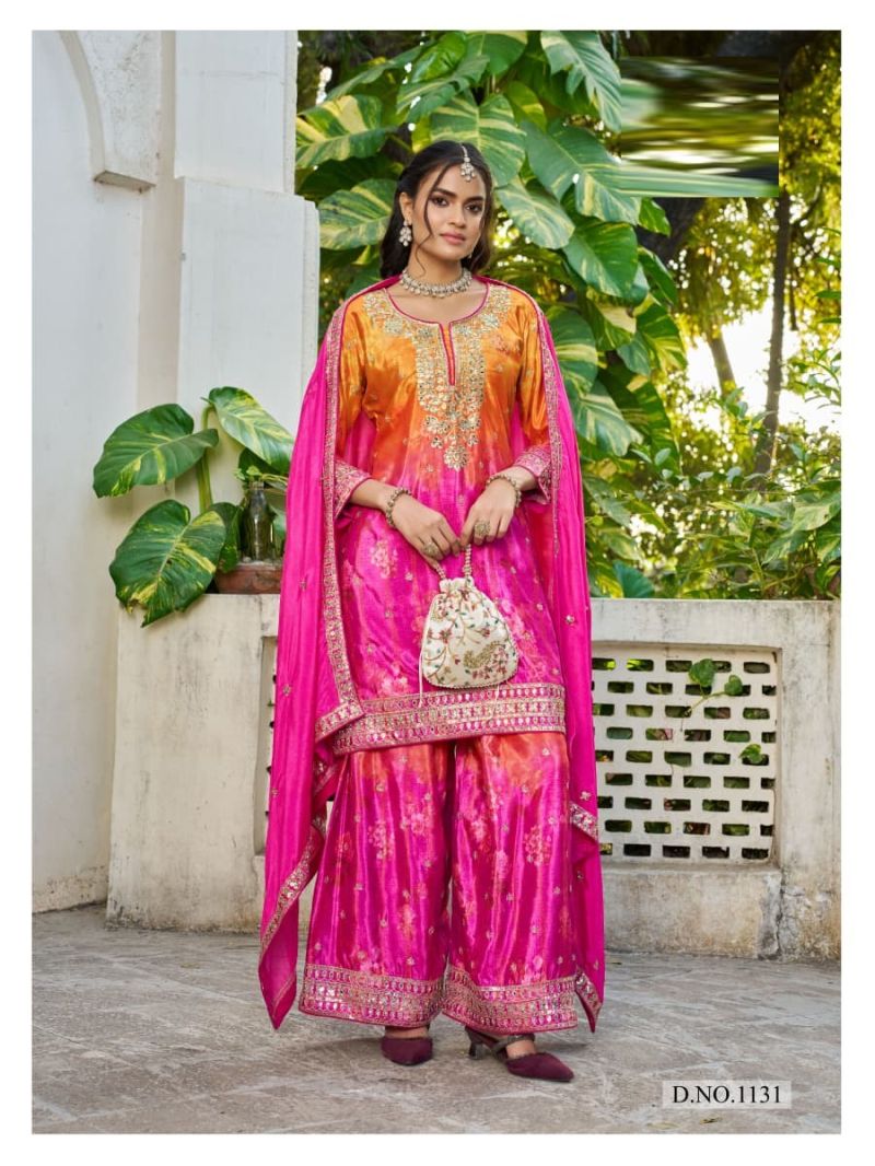 Mehfil 1131 To 1134 Chinon Printed Hand Work Salwar Kameez — Wholesale Kurtis, Vardan Ethnic wholesale from Surat — view 2