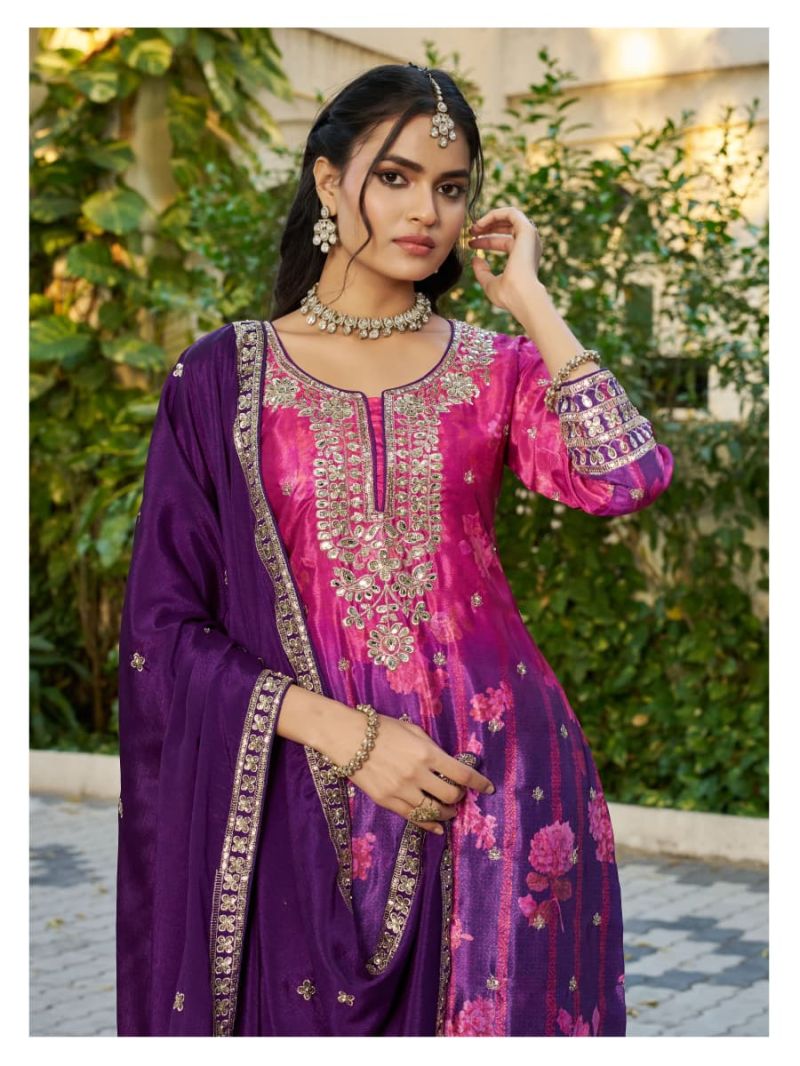 Mehfil 1131 To 1134 Chinon Printed Hand Work Salwar Kameez — Wholesale Kurtis, Vardan Ethnic wholesale from Surat — view 5