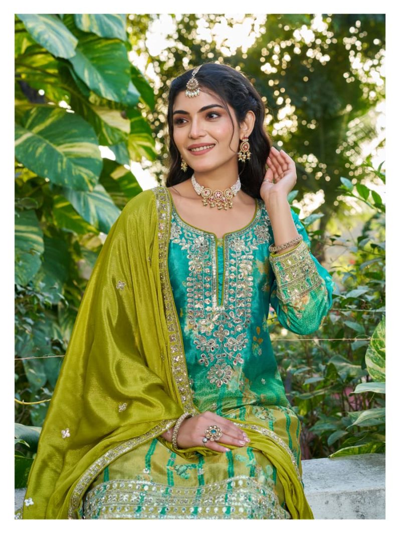 Mehfil 1131 To 1134 Chinon Printed Hand Work Salwar Kameez — Wholesale Kurtis, Vardan Ethnic wholesale from Surat — view 6