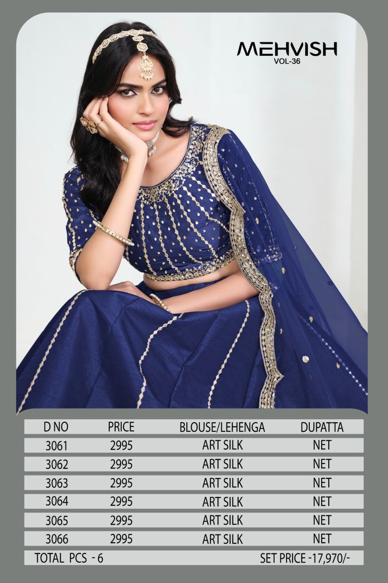 Mehvish Vol 36 Art Silk Mirror Work Embroidered Lehenga Choli Catalog — Wholesale Lehenga, MPA wholesale from Surat — view 8