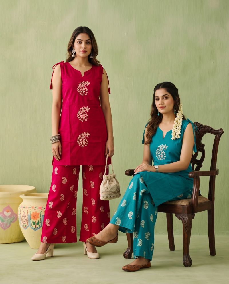 Naisha k 1149 Dhabu Cotton Embroidered Co Ord Set Catalog — Wholesale Kurtis, Vardan Ethnic wholesale from Surat — view 3