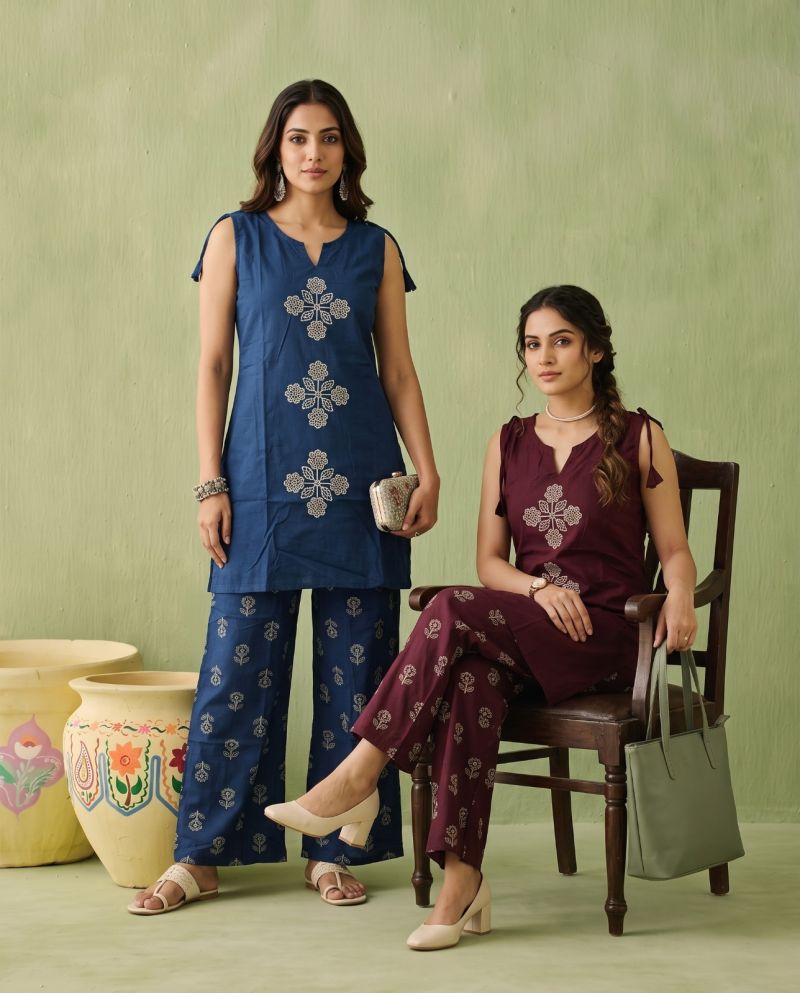 Naisha k 1149 Dhabu Cotton Embroidered Co Ord Set Catalog — Wholesale Kurtis, Vardan Ethnic wholesale from Surat — view 5