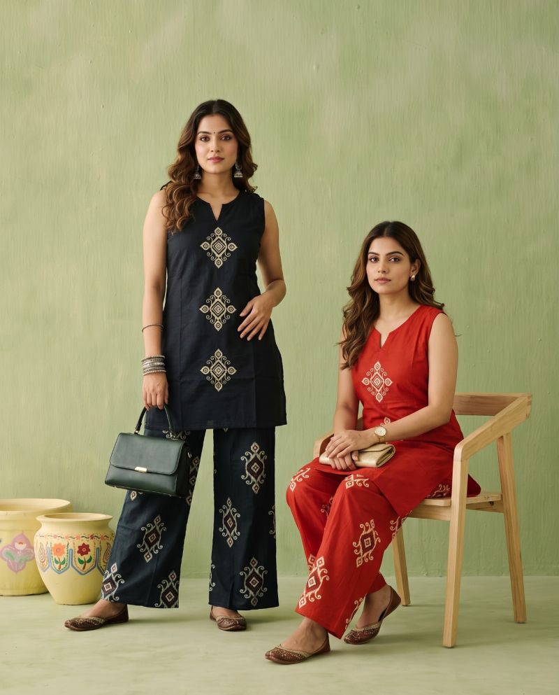 Naisha k 1149 Dhabu Cotton Embroidered Co Ord Set Catalog
