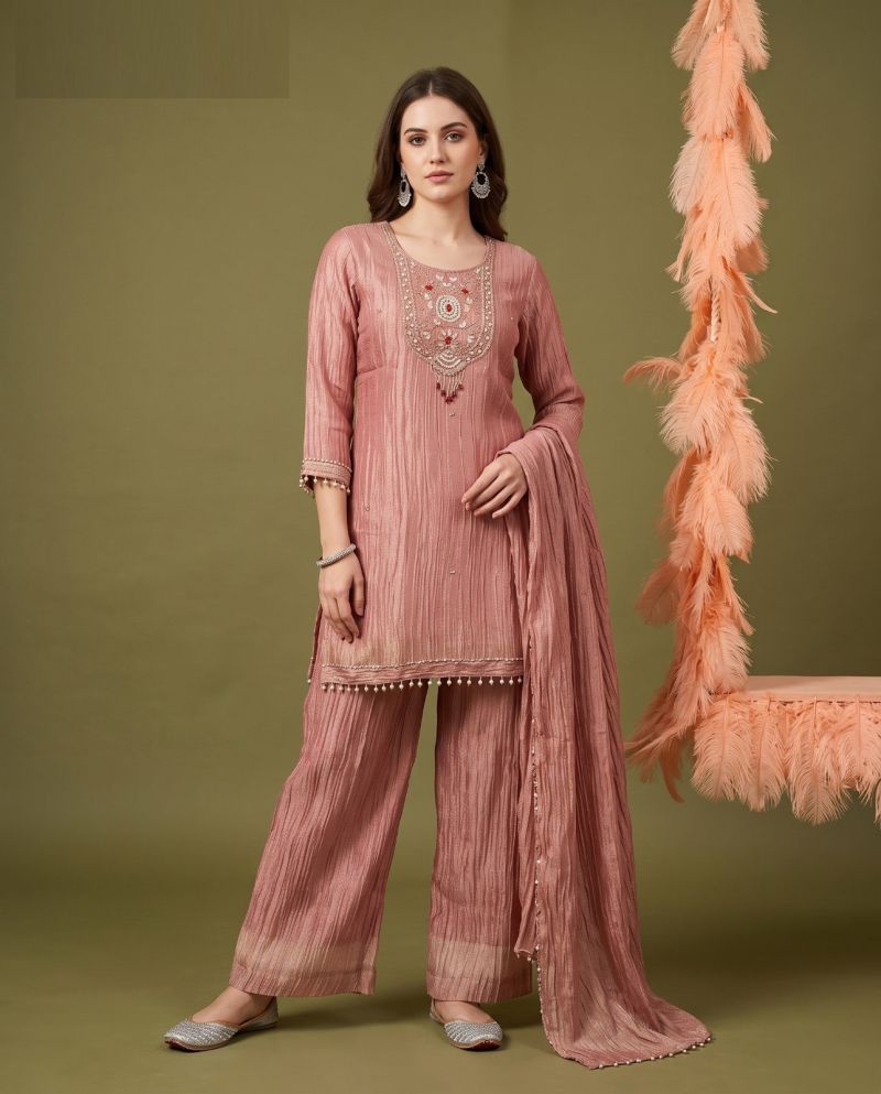 Naisha K 1151 Salsa Embroidery And Beads Work Kurti With Bottom Dupatta Set — Wholesale Kurti Pant Set, Vardan Ethnic wholesale from Surat — view 3