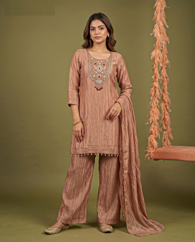 Naisha K 1151 Salsa Embroidery And Beads Work Kurti With Bottom Dupatta Set — Wholesale Kurti Pant Set, Vardan Ethnic wholesale from Surat — view 4