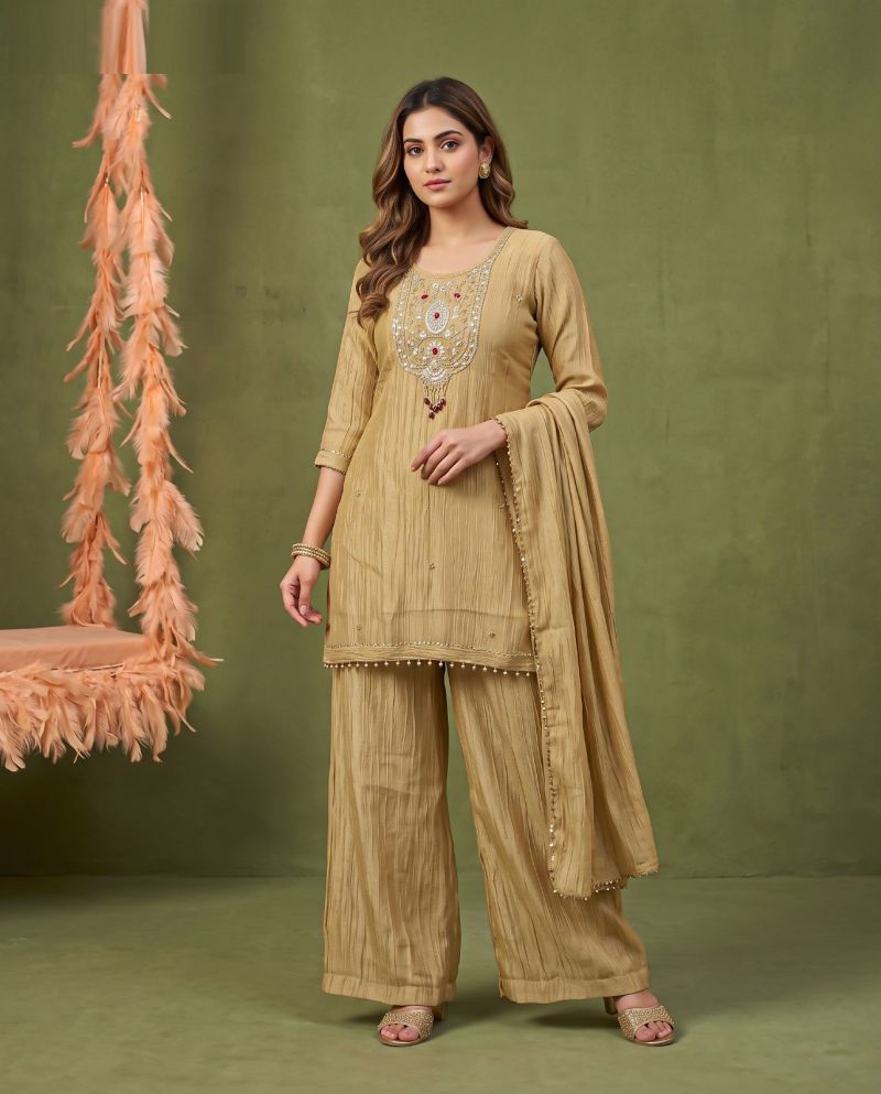 Naisha K 1151 Salsa Embroidery And Beads Work Kurti With Bottom Dupatta Set — Wholesale Kurti Pant Set, Vardan Ethnic wholesale from Surat — view 5