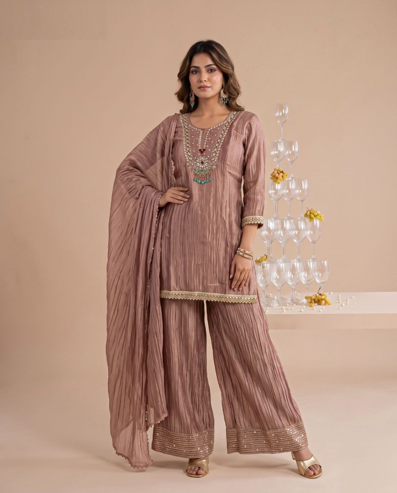 Naisha K 1151 Salsa Embroidery And Beads Work Kurti With Bottom Dupatta Set — Wholesale Kurti Pant Set, Vardan Ethnic wholesale from Surat — view 6