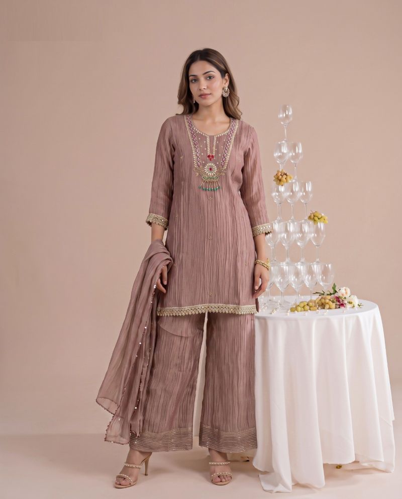 Naisha K 1151 Salsa Embroidery And Beads Work Kurti With Bottom Dupatta Set — Wholesale Kurti Pant Set, Vardan Ethnic wholesale from Surat — view 8