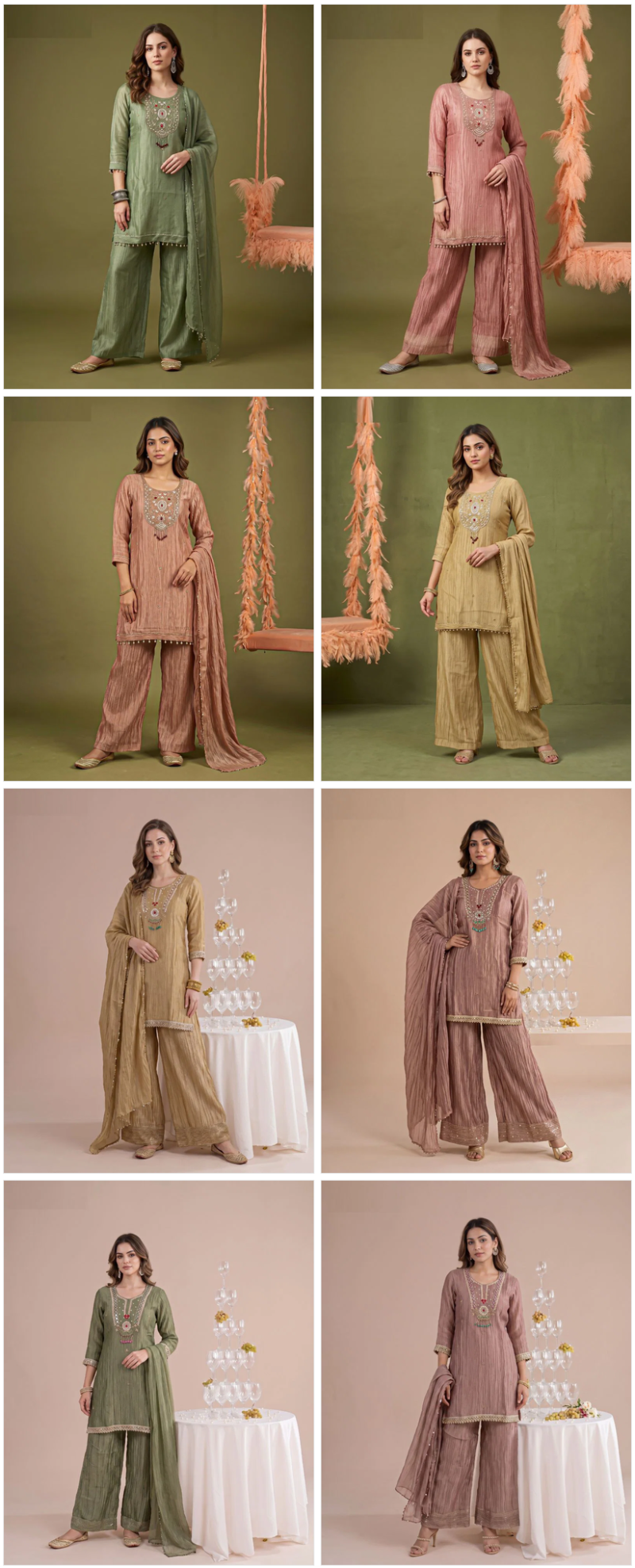 Naisha K 1151 Salsa Embroidery And Beads Work Kurti With Bottom Dupatta Set — Wholesale Kurti Pant Set, Vardan Ethnic wholesale from Surat — view 9