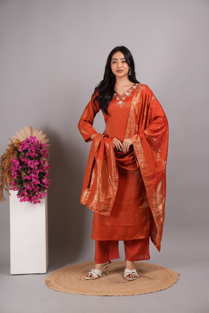 Naisha K 1157 Leo Dentina With Hand Work Top With Bottom And Dupatta Catalog