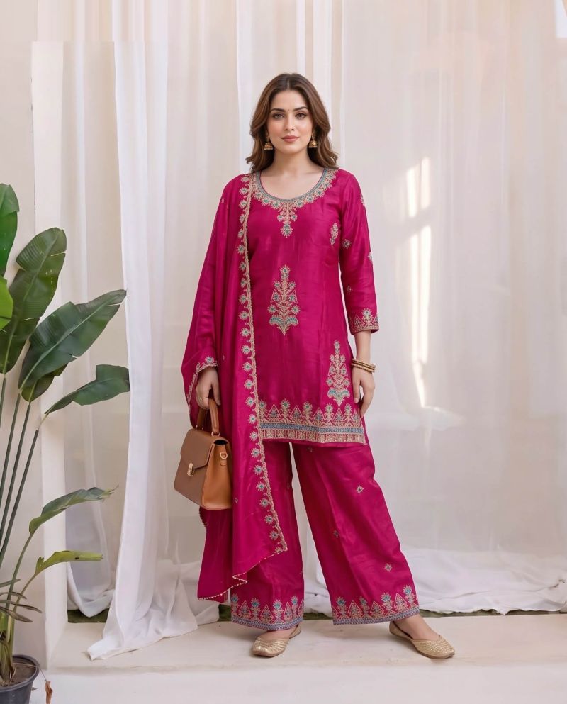 Naisha K 1158 Chinon Crush Embroidered Kurti With Bottom Dupatta Set — Wholesale Kurtis, Vardan Ethnic wholesale from Surat — view 2