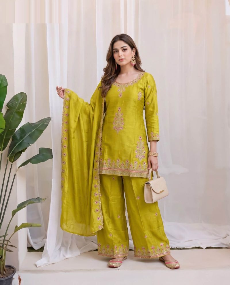 Naisha K 1158 Chinon Crush Embroidered Kurti With Bottom Dupatta Set — Wholesale Kurtis, Vardan Ethnic wholesale from Surat — view 4