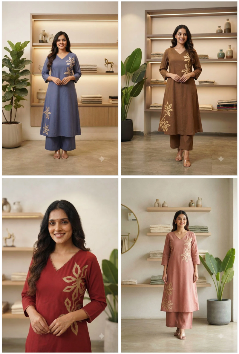 Naisha K 1164 Cotton Flex Print Fancy Kurti With Bottom Catalog — Wholesale Kurtis, Vardan Ethnic wholesale from Surat — view 5