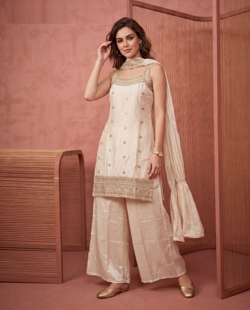 Naisha K 1167 Chinon Embroidered Kurti With Bottom Dupatta Catalog