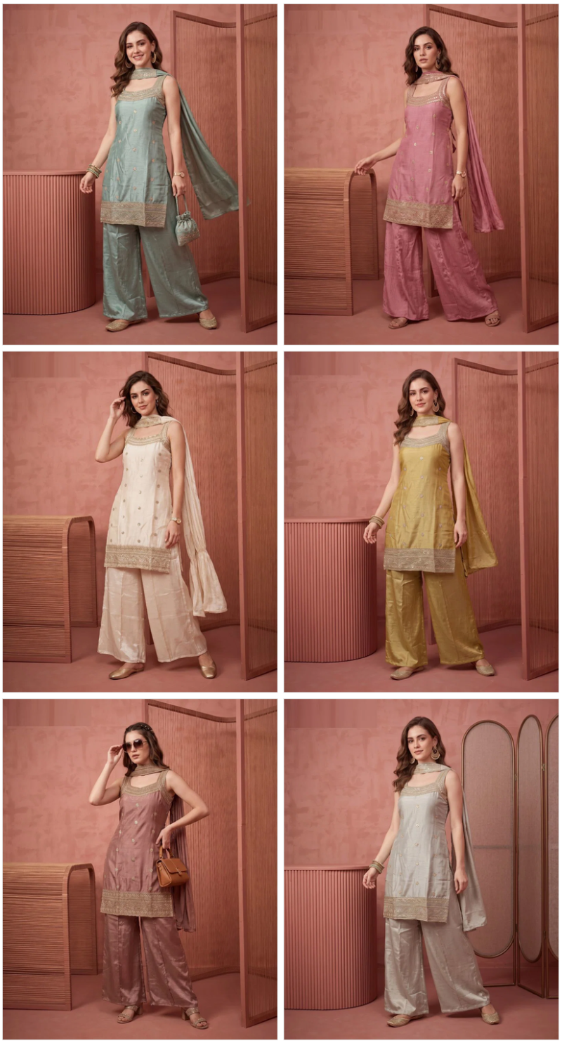 Naisha K 1167 Chinon Embroidered Kurti With Bottom Dupatta Catalog — Wholesale Kurtis, Vardan Ethnic wholesale from Surat — view 8