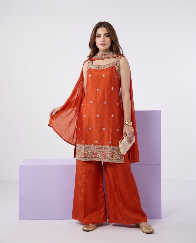 Naisha K 1168 Chinon Embroidered Kurti With Bottom Dupatta Catalog — Wholesale Kurtis, Vardan Ethnic wholesale from Surat — view 3