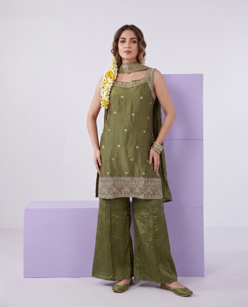 Naisha K 1168 Chinon Embroidered Kurti With Bottom Dupatta Catalog — Wholesale Kurtis, Vardan Ethnic wholesale from Surat — view 4