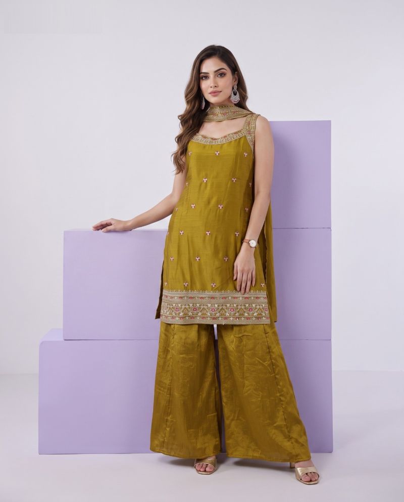 Naisha K 1168 Chinon Embroidered Kurti With Bottom Dupatta Catalog — Wholesale Kurtis, Vardan Ethnic wholesale from Surat — view 6