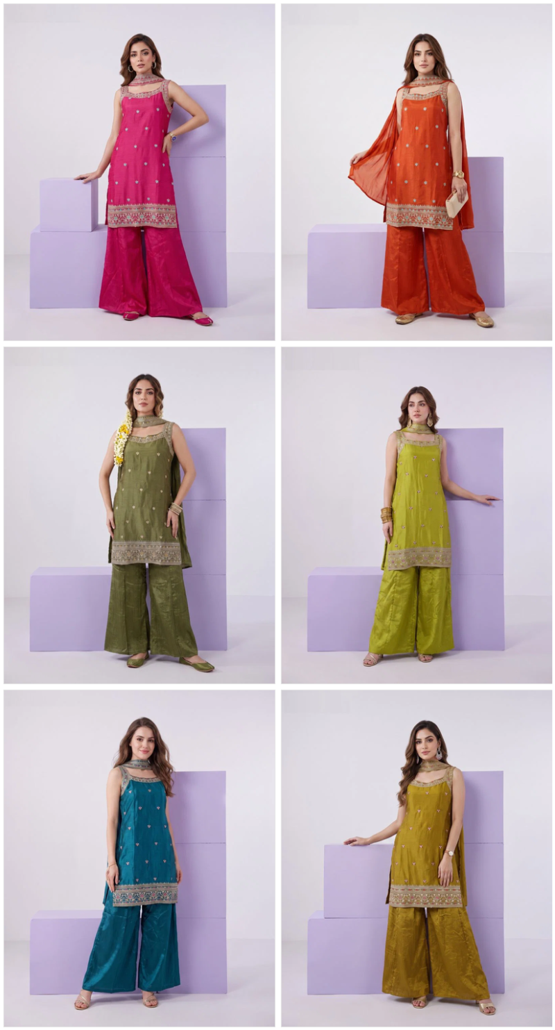 Naisha K 1168 Chinon Embroidered Kurti With Bottom Dupatta Catalog — Wholesale Kurtis, Vardan Ethnic wholesale from Surat — view 7