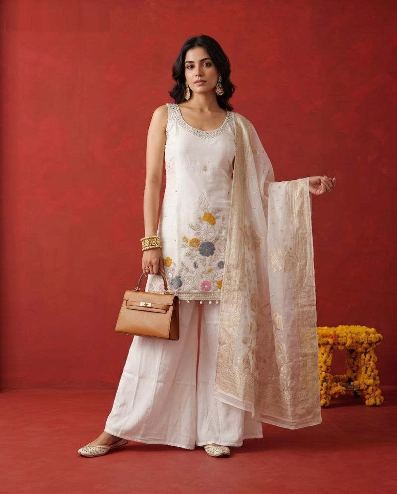 Naisha K 1170 Roman Jacquard Work Kurti With Bottom Dupatta Catalog — Wholesale Kurti Pant Set, Vardan Ethnic wholesale from Surat — view 2