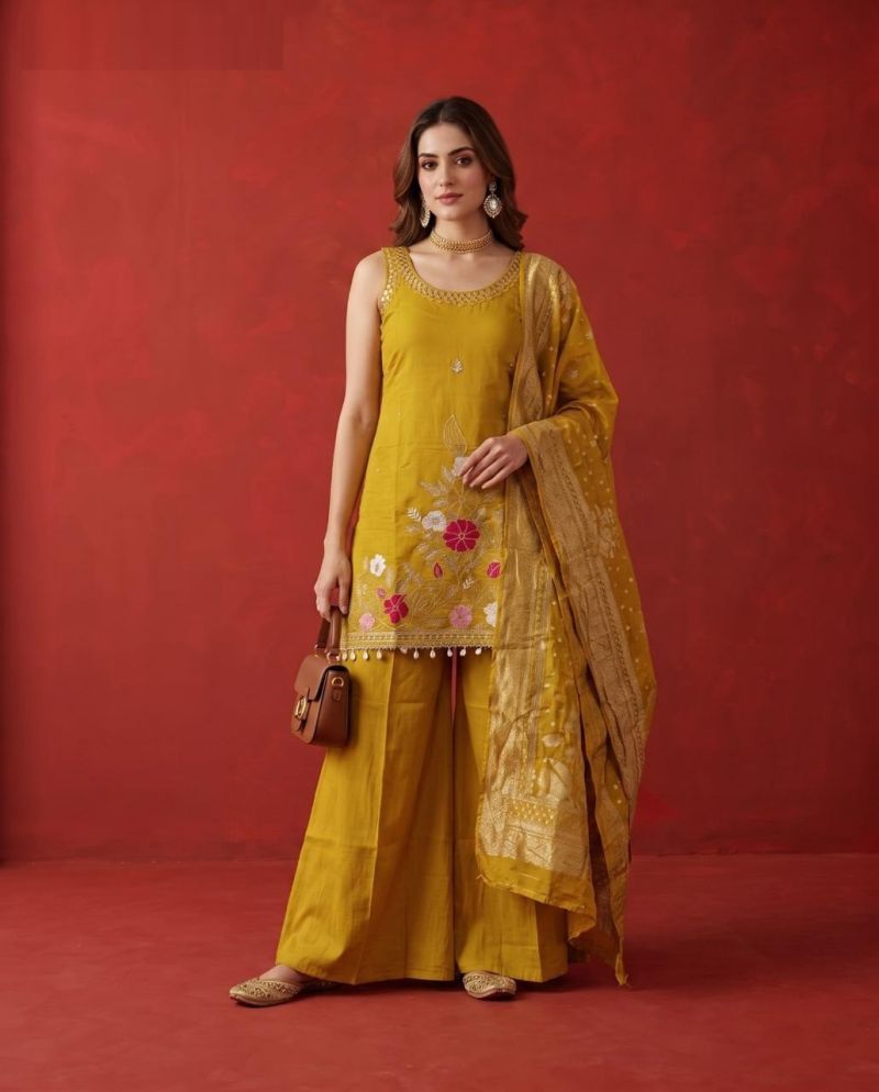 Naisha K 1170 Roman Jacquard Work Kurti With Bottom Dupatta Catalog — Wholesale Kurti Pant Set, Vardan Ethnic wholesale from Surat — view 3