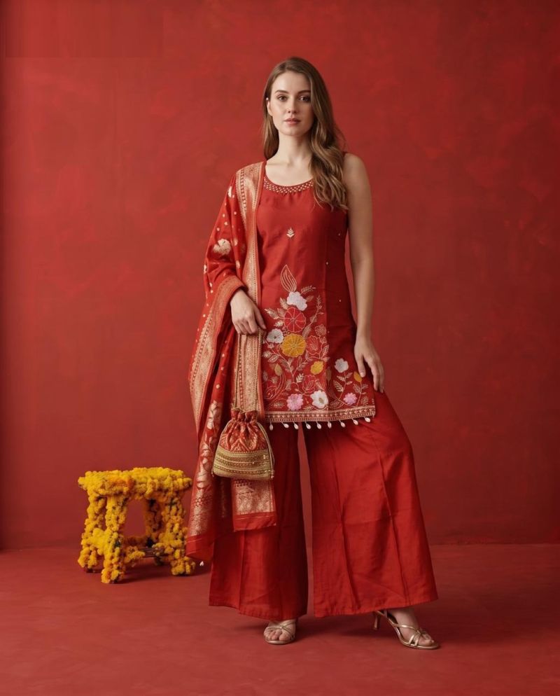 Naisha K 1170 Roman Jacquard Work Kurti With Bottom Dupatta Catalog