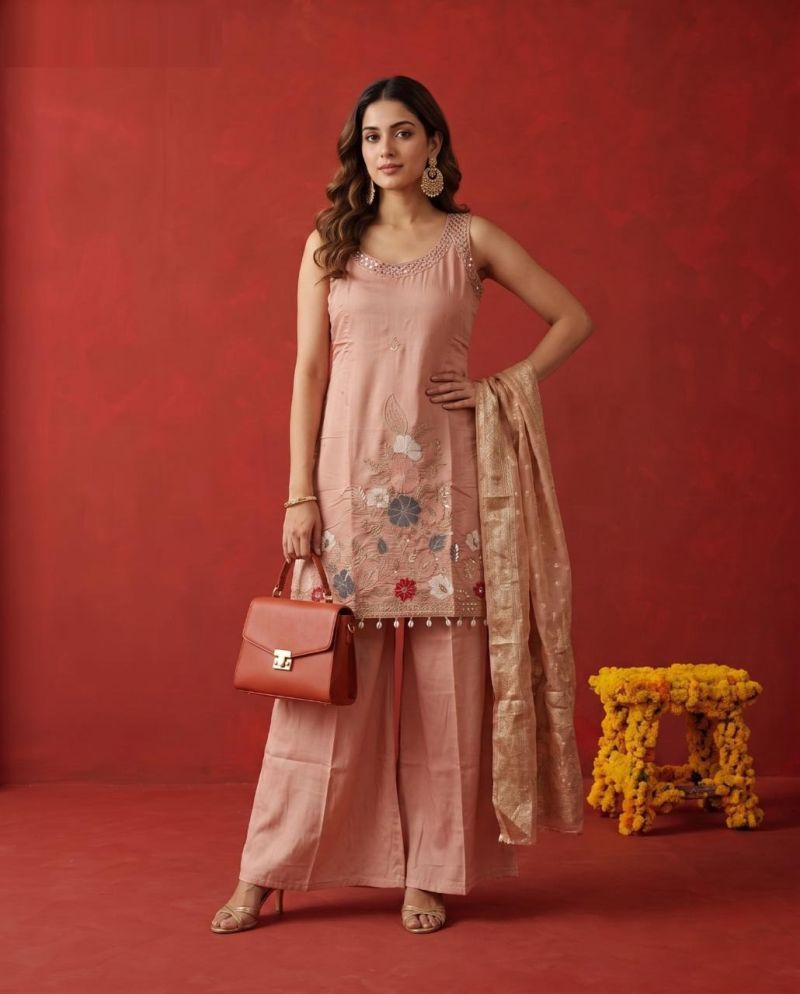 Naisha K 1170 Roman Jacquard Work Kurti With Bottom Dupatta Catalog — Wholesale Kurti Pant Set, Vardan Ethnic wholesale from Surat — view 5