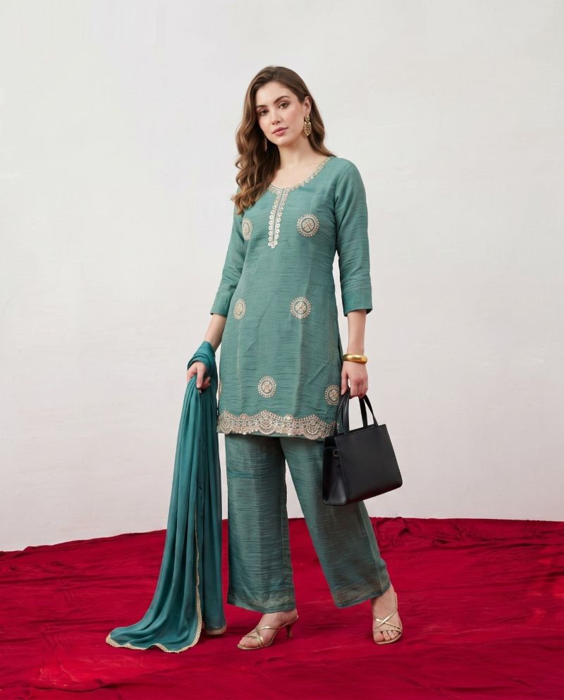 Naisha K 1174 Salsa Beads Work Kurti With Bottom Dupatta Catalog