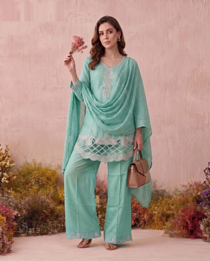 Naisha K 1179 Glass Beads Work Kurti With Bottom Dupatta Catalog — Wholesale Kurtis, Vardan Ethnic wholesale from Surat — view 6