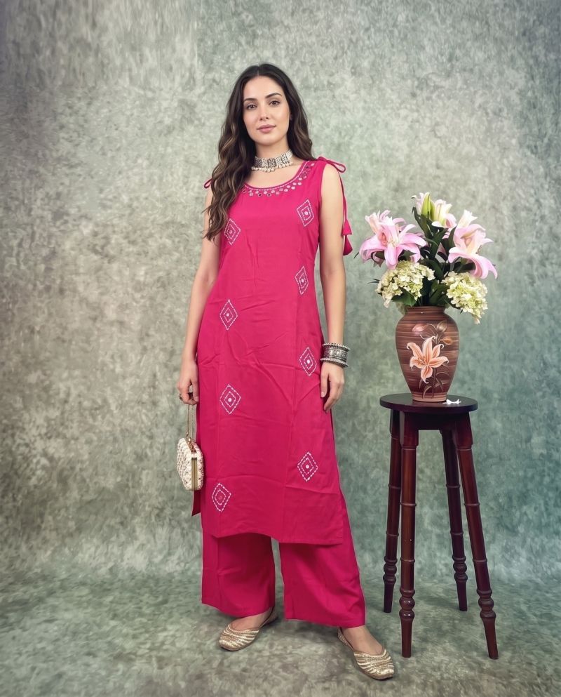 Naisha K 1189 Rayon Jacquard Manual Work Kurti With Bottom Catalog — Rayon Kurti, Naisha wholesale from Surat - Gallery Image 2