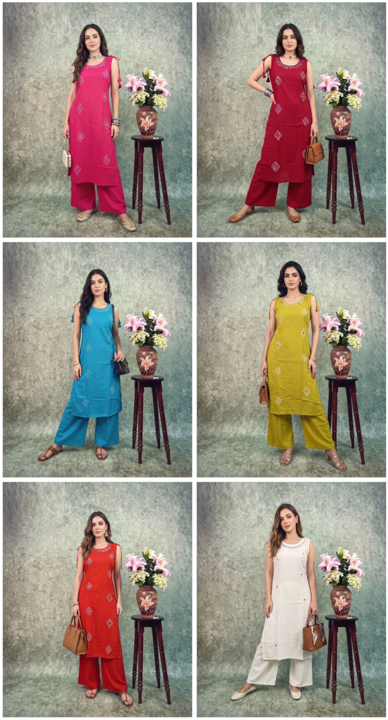 Naisha K 1189 Rayon Jacquard Manual Work Kurti With Bottom Catalog — Rayon Kurti, Naisha wholesale from Surat — view 7