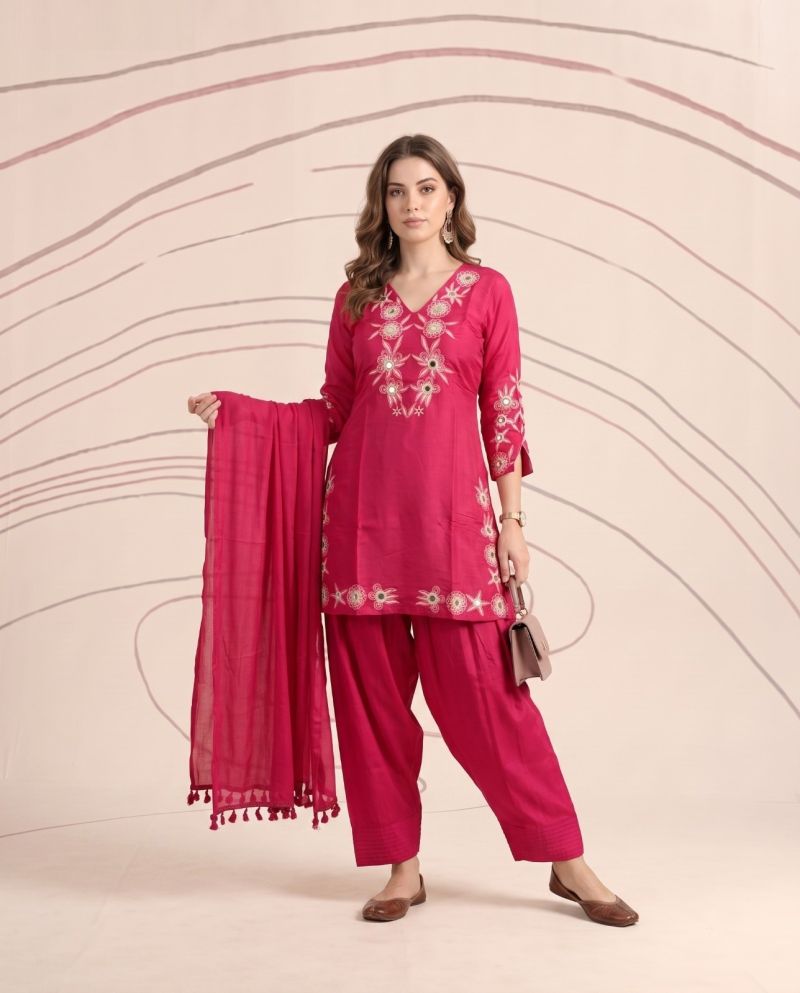 Naisha K 1192 Mul Chanderi Embroidered Farshi Salawar Suit Catalog — Wholesale Readymade Suit, Naisha wholesale from Surat - Gallery Image 2