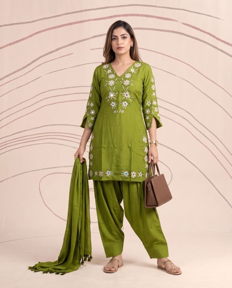Naisha K 1192 Mul Chanderi Embroidered Farshi Salawar Suit Catalog — Wholesale Readymade Suit, Naisha wholesale from Surat - Gallery Image 3