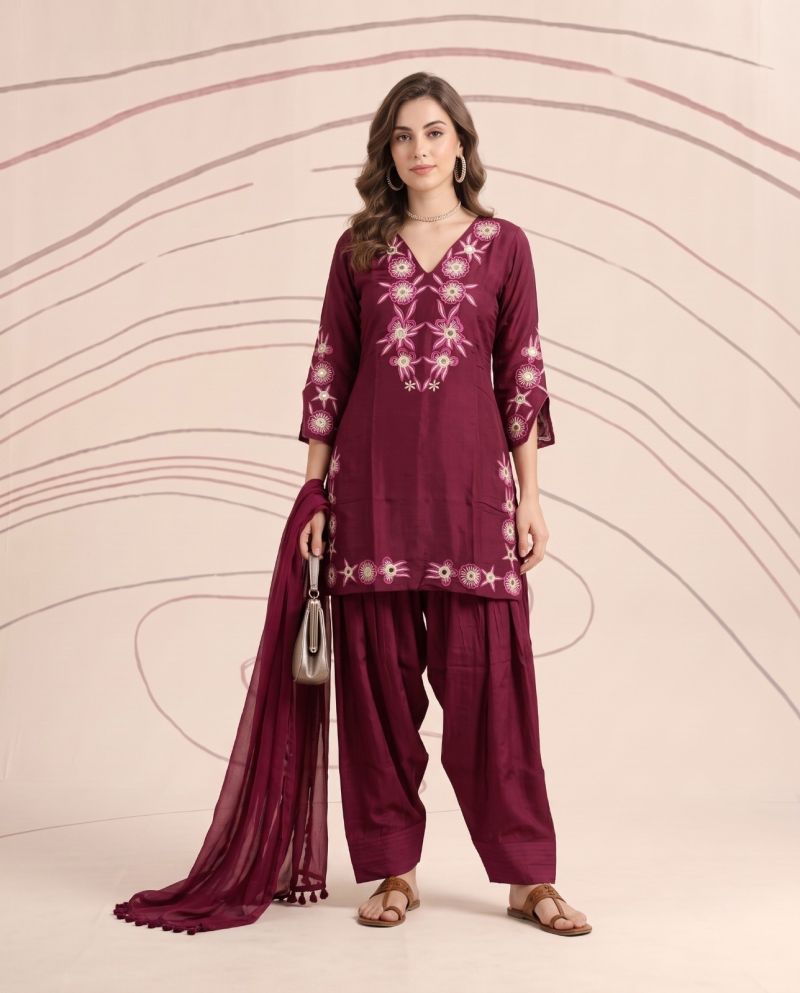 Naisha K 1192 Mul Chanderi Embroidered Farshi Salawar Suit Catalog — Wholesale Readymade Suit, Naisha wholesale from Surat - Gallery Image 5