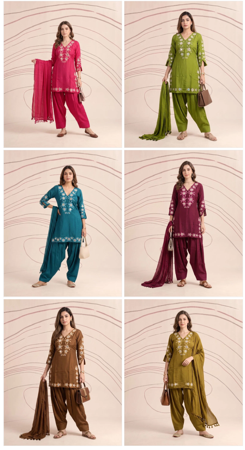 Naisha K 1192 Mul Chanderi Embroidered Farshi Salawar Suit Catalog — Wholesale Readymade Suit, Naisha wholesale from Surat — view 7
