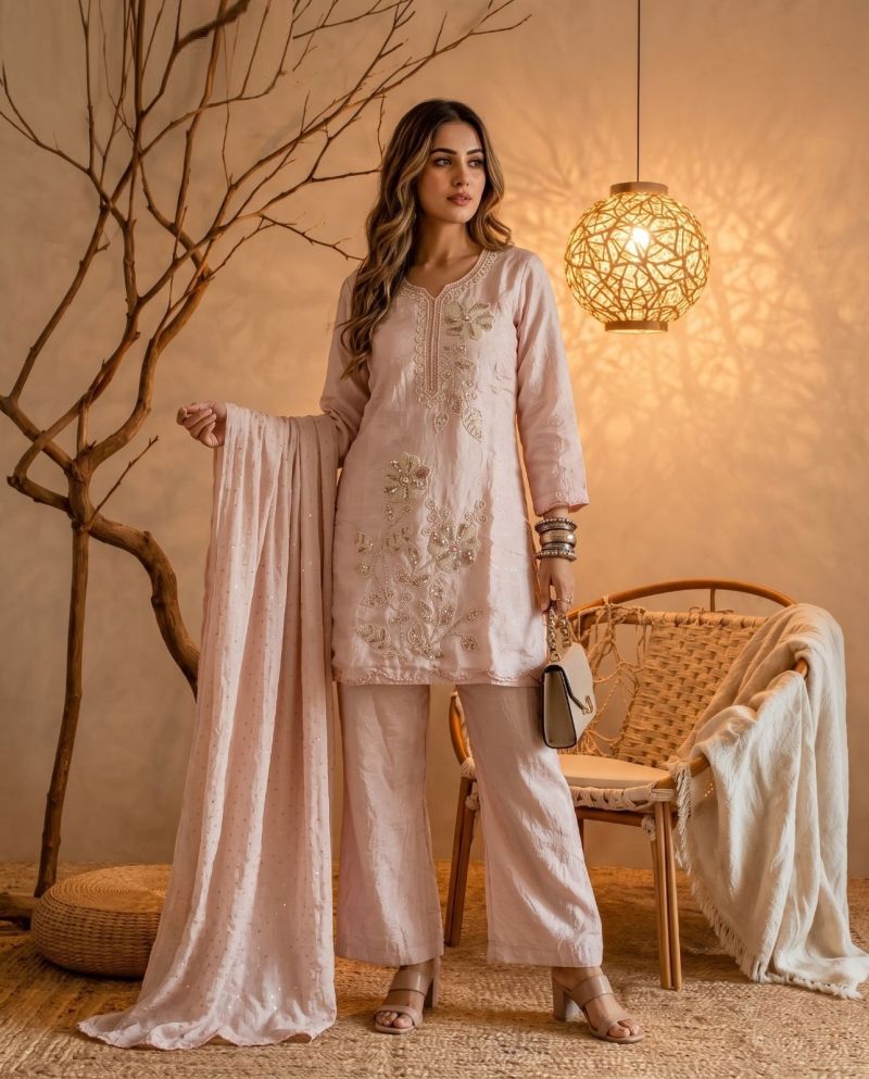 Naisha K 1195 Crush Beads Work Designer Kurti With Bottom Dupatta Set — Wholesale Kurtis wholesale from Surat - Gallery Image 2