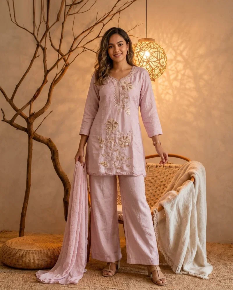 Naisha K 1195 Crush Beads Work Designer Kurti With Bottom Dupatta Set — Wholesale Kurtis wholesale from Surat - Gallery Image 3