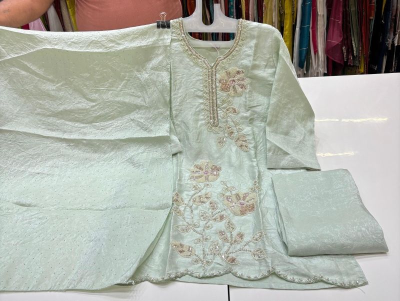 Naisha K 1195 Crush Beads Work Designer Kurti With Bottom Dupatta Set — Wholesale Kurtis wholesale from Surat - Gallery Image 4