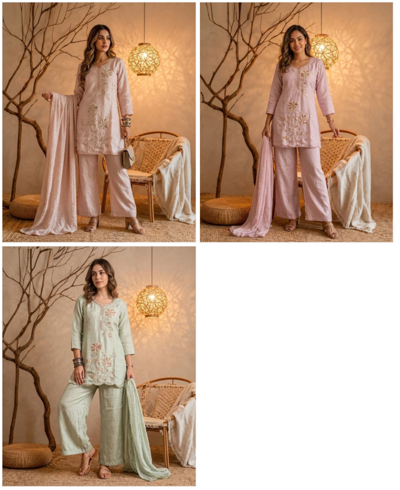 Naisha K 1195 Crush Beads Work Designer Kurti With Bottom Dupatta Set — Wholesale Kurtis wholesale from Surat — view 7