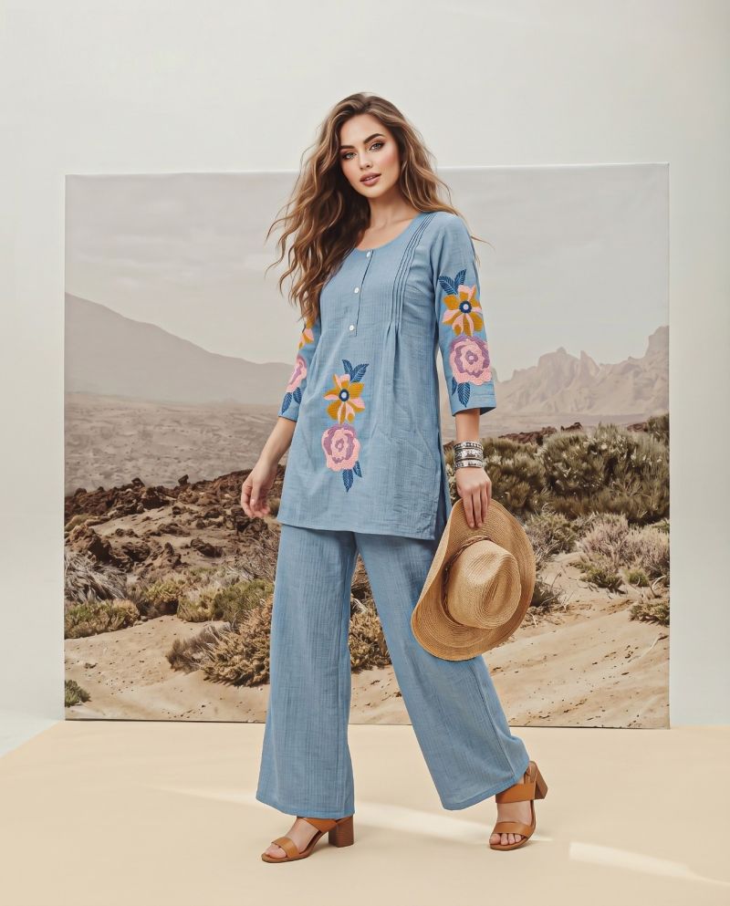 Naisha K 1203 Imported Viscose Heavy Work Fancy Co Ord Set Catalog — Wholesale Kurtis, Naisha wholesale from Surat - Gallery Image 3